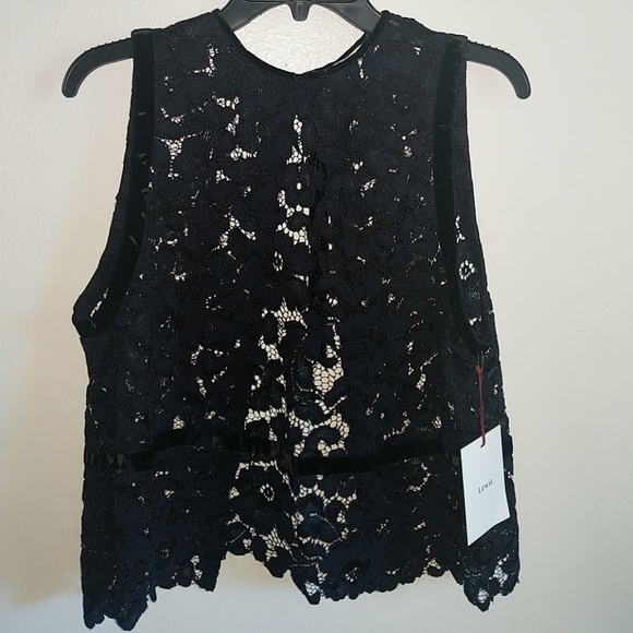 LEWIT Sheer Lace Top SIZE M - Picture 7 of 8